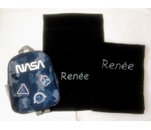 Zwemset: 2 donkerblauwe handdoeken en rugzakje NASA